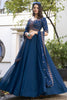 Glorious Teal Blue Thread Embroidery Georgette Wedding Lehenga Choli