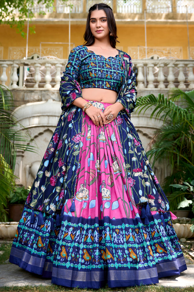 Marvelous Pink Patola Printed Silk Lehenga Choli With Dupatta