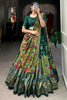 Beautiful Green kalamkari Printed Silk Navratri Wear Lehenga Choli