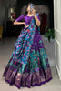 Attractive Purple kalamkari Printed Silk Lehenga Choli With Dupatta