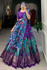 Attractive Purple kalamkari Printed Silk Lehenga Choli With Dupatta