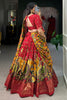 Awesome Red kalamkari Printed Silk Event Wear Lehenga Choli