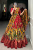 Awesome Red kalamkari Printed Silk Event Wear Lehenga Choli