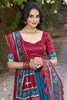 Marvelous Teal Blue Patola Printed Tussar Silk Lehenga With Blouse