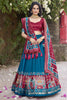 Marvelous Teal Blue Patola Printed Tussar Silk Lehenga With Blouse