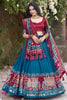 Marvelous Teal Blue Patola Printed Tussar Silk Lehenga With Blouse