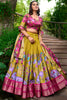 Lovable Mustard Kalamkari Print Dola Silk Function Wear Lehenga Choli