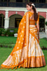 Stunning Mustard Yellow Shibori Print Silk Haldi Wear Lehenga Choli