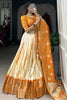 Tantalizing Mustard Yellow Shibori Printed Dola Silk Lehenga With Blouse