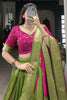 Magnificent Green Shibori Printed Dola Silk Lehenga With Pink Choli