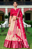 Incredible Cream Shibori Printed Silk Lehenga Choli With Dupatta