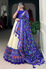 Incredible Blue Patola Printed Tussar Silk Lehenga Choli With Dupatta