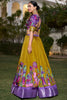 Fabulous Mustard Kalamkari Print Dola Silk Event Wear Lehenga Choli