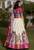 Awesome Off-White Kalamkari Print Dola Silk Traditional Lehenga Choli