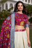 Awesome Off-White Kalamkari Print Dola Silk Traditional Lehenga Choli