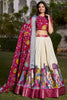 Awesome Off-White Kalamkari Print Dola Silk Traditional Lehenga Choli