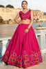 Dazzling Rani Pink Floral Print Tussar Silk Event Wear Lehenga Choli