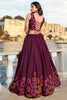 Surprising Purple Floral Print Tussar Silk Function Wear Lehenga Choli