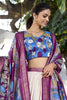 Attractive Off-White Kalamkari Print Dola Silk Festive Wear Lehenga Choli