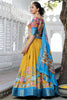 Ravishing Mustard Yellow Kalamkari Print Dola Silk Lehenga With Blouse