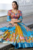 Ravishing Mustard Yellow Kalamkari Print Dola Silk Lehenga With Blouse