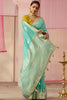 Wonderful Sea Green Zari Weaving Silk Festival Wear Saree With Blouse