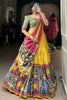 Adorable Yellow Kalamkari Print Silk Function Wear Lehenga Choli