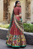 Gorgeous Coral Red Kalamkari Printed Silk Lehenga Choli With Dupatta