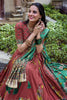 Gorgeous Coral Red Kalamkari Printed Silk Lehenga Choli With Dupatta