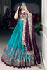 Beautiful Teal Blue Floral Print Silk Lehenga Choli With Dupatta