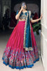 Stunning Pink Floral Print Silk Wedding Wear Lehenga Choli With Dupatta
