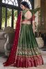Stunning Green Ikat Print Silk Festival Wear Lehenga Choli With Dupatta