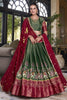 Stunning Green Ikat Print Silk Festival Wear Lehenga Choli With Dupatta
