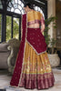 Beautiful Mustard Yellow Ikat Print Silk Festive Wear Lehenga Choli
