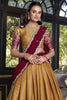 Beautiful Mustard Yellow Ikat Print Silk Festive Wear Lehenga Choli