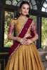 Beautiful Mustard Yellow Ikat Print Silk Festive Wear Lehenga Choli