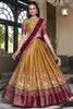 Beautiful Mustard Yellow Ikat Print Silk Festive Wear Lehenga Choli