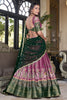 Attractive Pink Ikat Print Silk Lehenga Choli With Dupatta