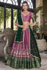 Attractive Pink Ikat Print Silk Lehenga Choli With Dupatta