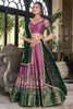Attractive Pink Ikat Print Silk Lehenga Choli With Dupatta