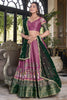 Attractive Pink Ikat Print Silk Lehenga Choli With Dupatta