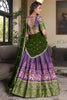 Pretty Purple Ikat Print Silk Traditional Lehenga Choli With Dupatta
