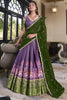 Pretty Purple Ikat Print Silk Traditional Lehenga Choli With Dupatta