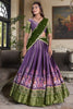 Pretty Purple Ikat Print Silk Traditional Lehenga Choli With Dupatta