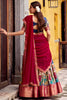 Impressive Navy Blue Zari Weaving Silk Onam Special Half Saree Lehenga