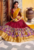 Magnetic Red Kalamkari Printed Chanderi Silk Half Saree Lehenga