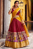 Magnetic Red Kalamkari Printed Chanderi Silk Half Saree Lehenga