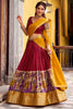 Magnetic Red Kalamkari Printed Chanderi Silk Half Saree Lehenga