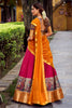 Beautiful Pink Zari Weaving Silk Traditional Half Saree Lehenga