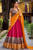 Beautiful Pink Zari Weaving Silk Traditional Half Saree Lehenga